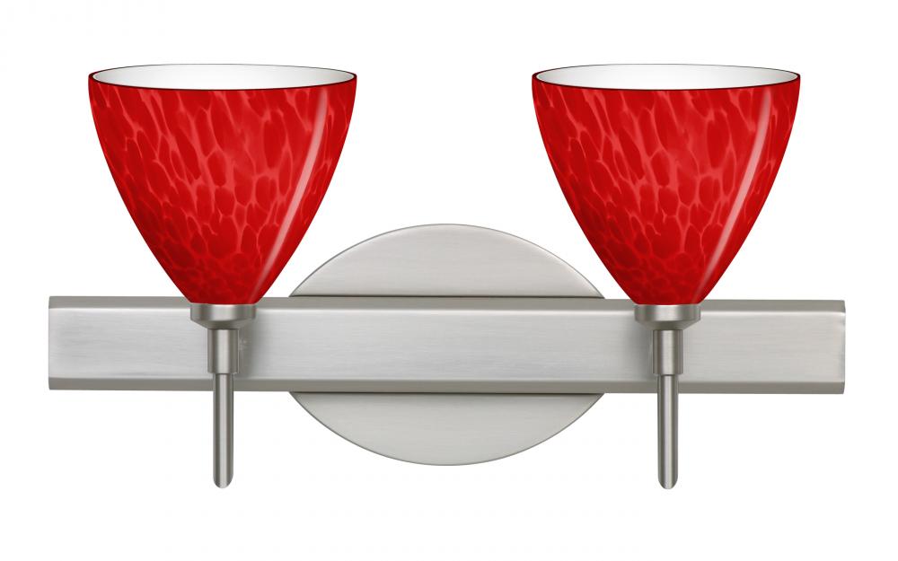 Besa, Mia Vanity, Red Cloud, Satin Nickel Finish, 2x5W LED
