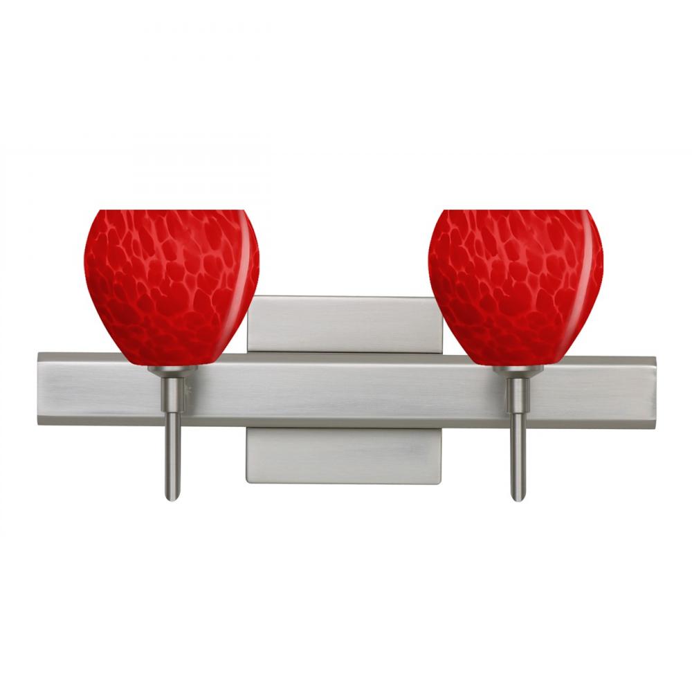 Besa, Tay Tay Vanity with Square Canopy, Red Cloud, Satin Nickel Finish, 2x40W G9 Base