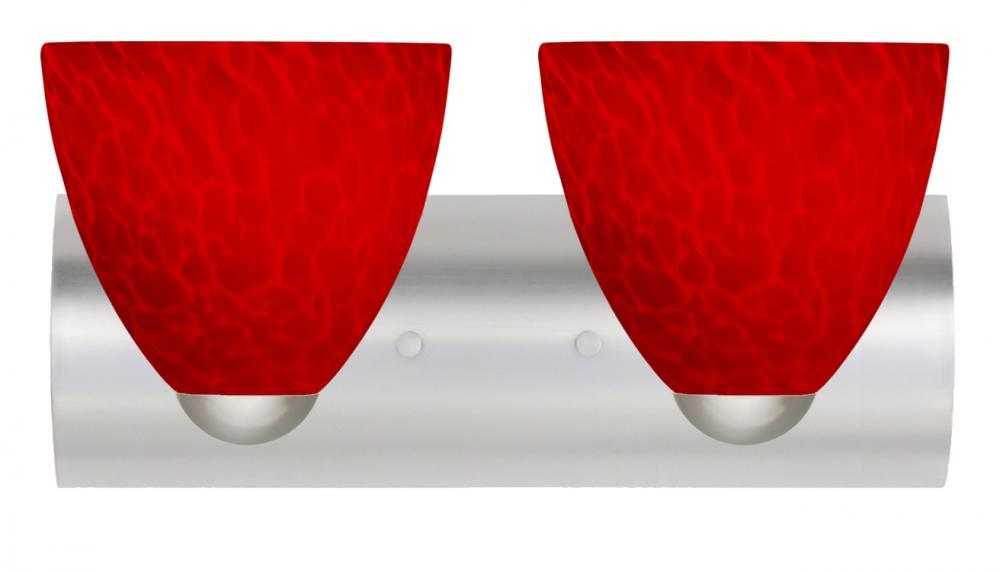 Besa, Sasha Vanity, Red Cloud, Satin Nickel Finish, 2x9W LED