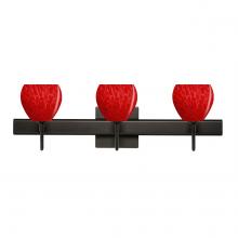 Besa Lighting 3SW-5605RC-BR-SQ - Besa, Tay Tay Vanity with Square Canopy, Red Cloud, Bronze Finish, 3x40W G9 Base