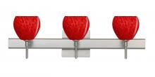 Besa Lighting 3SW-5605RC-SN-SQ - Besa, Tay Tay Vanity with Square Canopy, Red Cloud, Satin Nickel Finish, 3x40W G9 Base