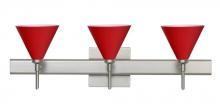 Besa Lighting 3SW-5121RM-LED-SN-SQ - Besa Wall With SQ Canopy Kani Satin Nickel Ruby Matte 3x5W LED
