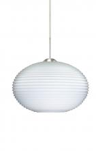Besa Lighting J-491207-LED-SN - Besa Pendant For Multiport Canopy Pape 10 Satin Nickel Opal Ribbed 1x9W LED
