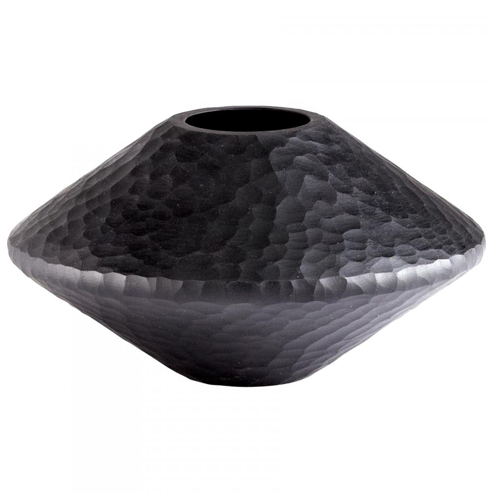 Round Lava Vase Black