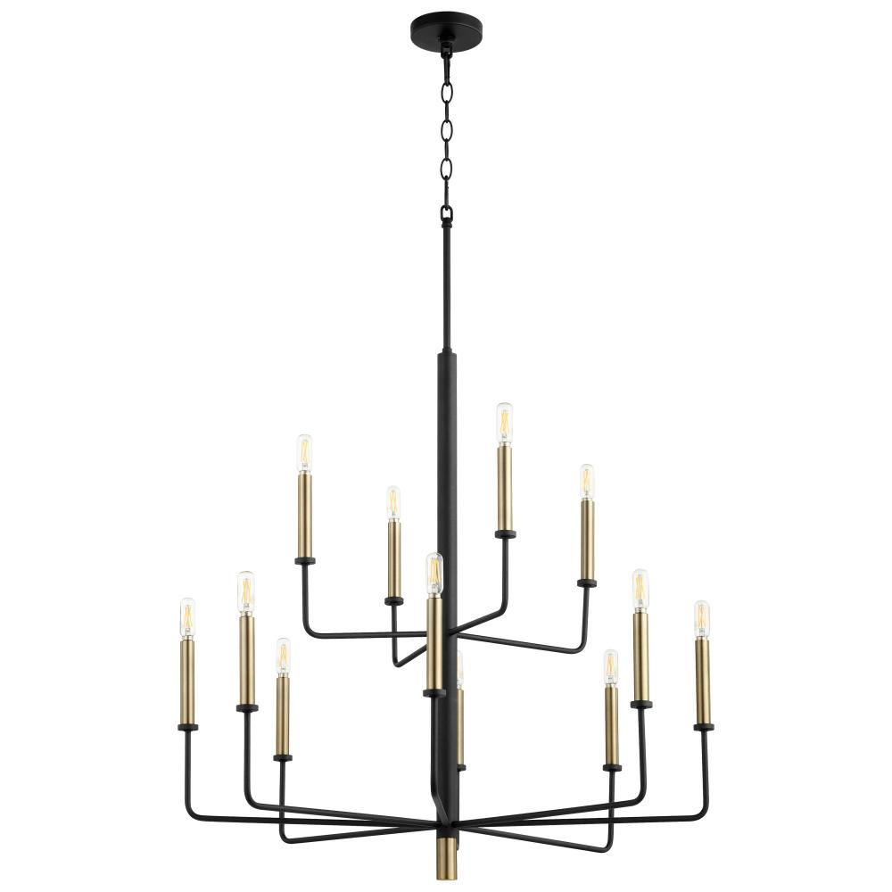 Apollo Chandelier Noir & Aged Brass - Medium