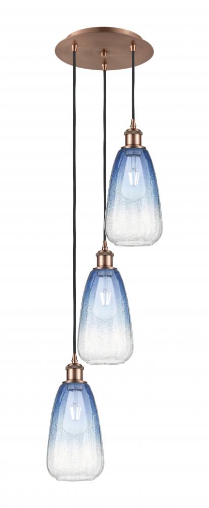 Brookhaven Almond - 3 Light - 13 inch - Antique Copper - Cord Hung - Multi Pendant