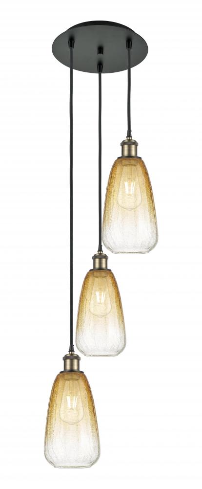 Brookhaven Almond - 3 Light - 13 inch - Black Antique Brass - Cord Hung - Multi Pendant