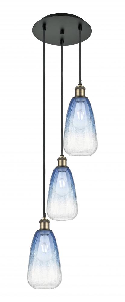 Brookhaven Almond - 3 Light - 13 inch - Black Antique Brass - Cord Hung - Multi Pendant
