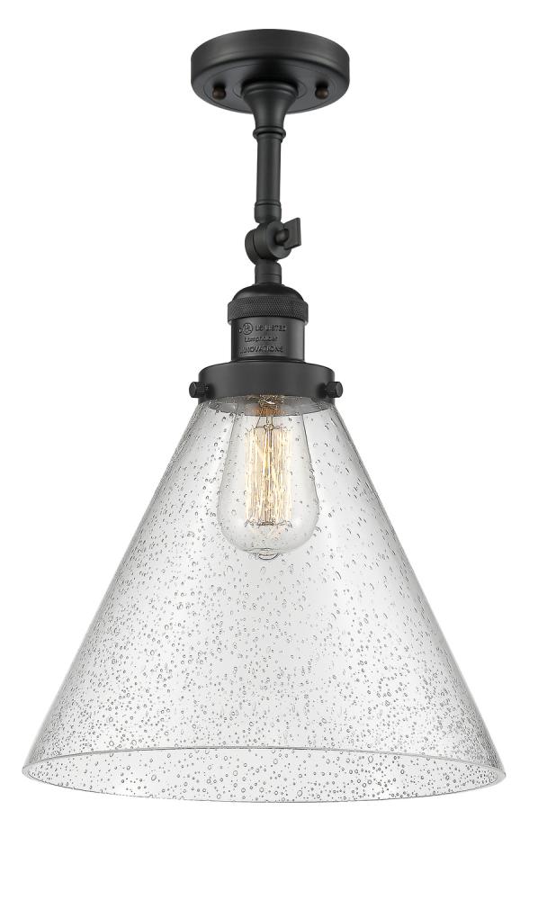 Cone - 1 Light - 12 inch - Matte Black - Adjustable Semi-Flush Mount
