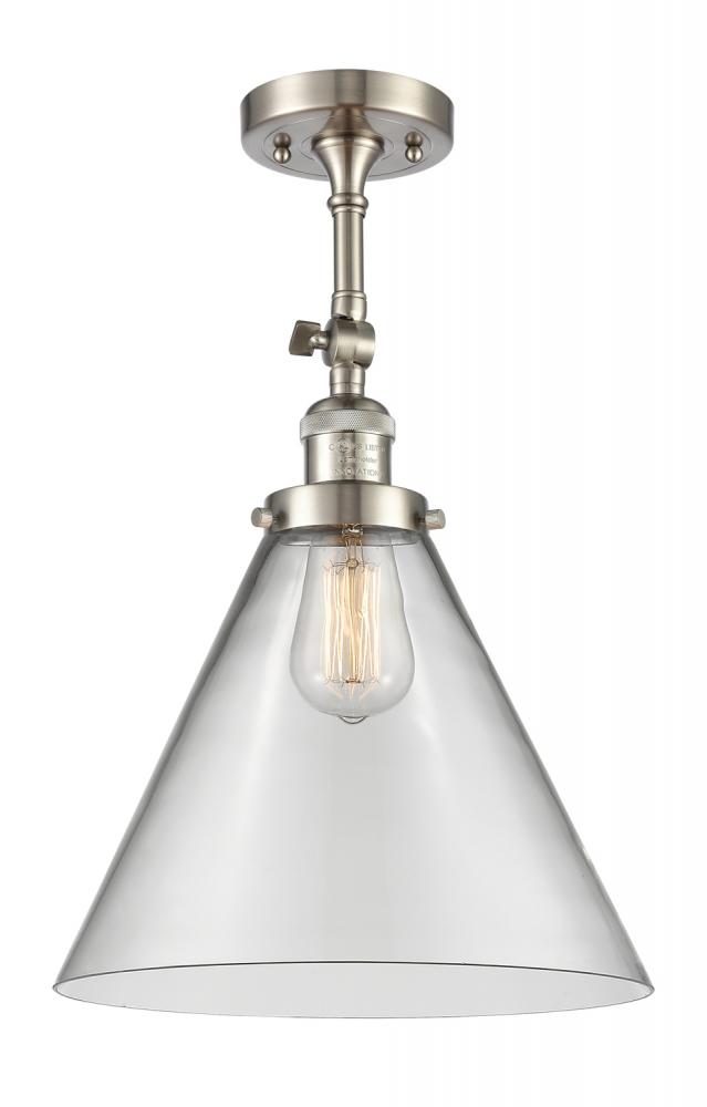 Cone - 1 Light - 12 inch - Brushed Satin Nickel - Adjustable Semi-Flush Mount