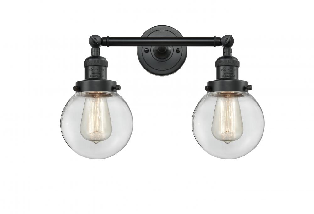 Beacon - 2 Light - 17 inch - Matte Black - Adjustable Bath Vanity Light