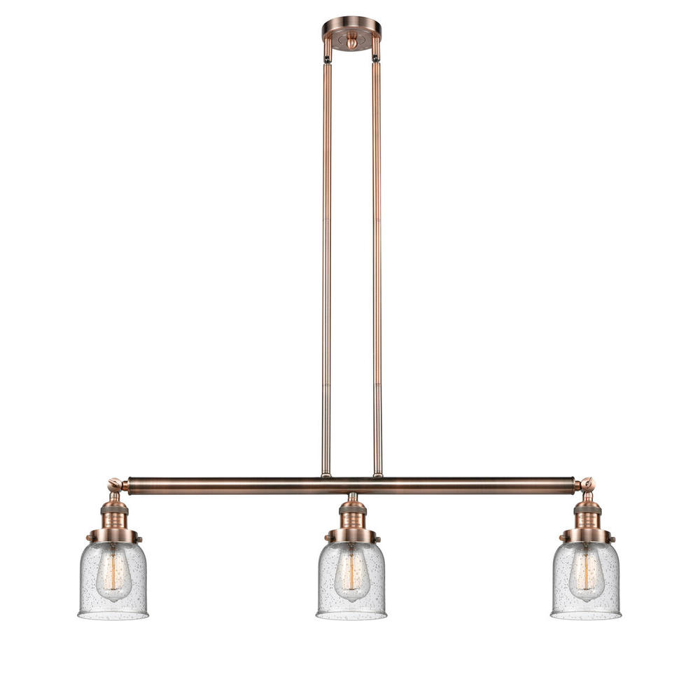 Bell - 3 Light - 38 inch - Antique Copper - Stem Hung - Adjustable Island Light