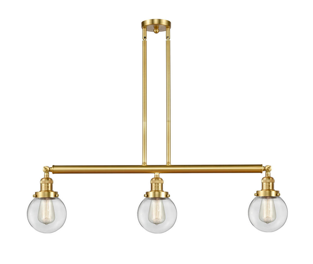 Beacon - 3 Light - 39 inch - Satin Gold - Stem Hung - Adjustable Island Light