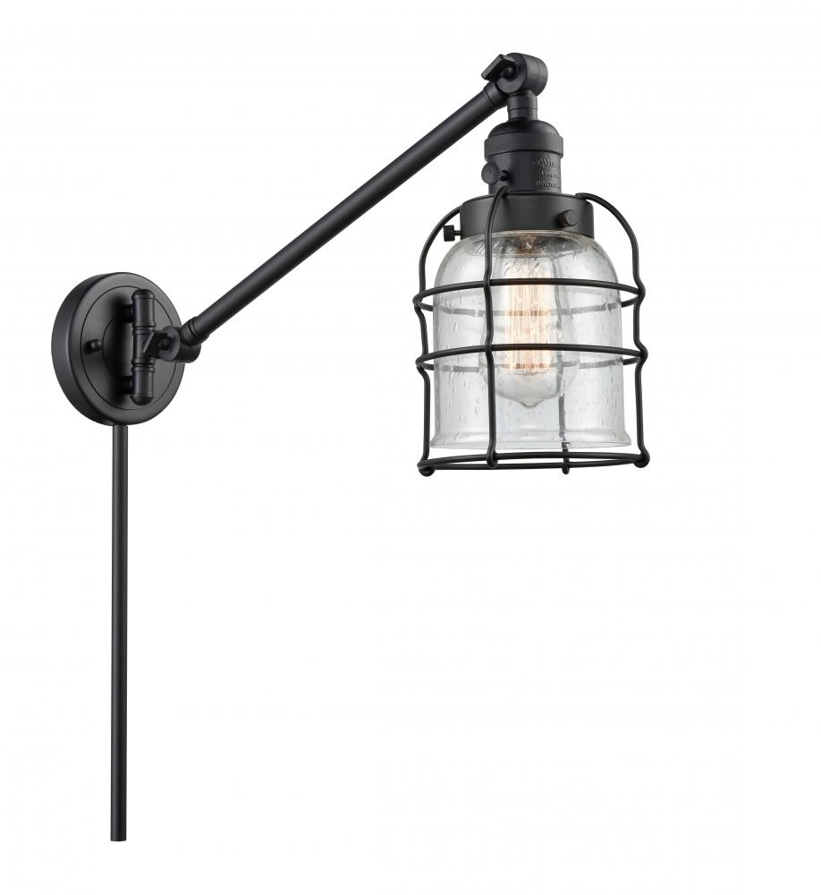 Bell Cage - 1 Light - 8 inch - Matte Black -Adjustable Swing Arm