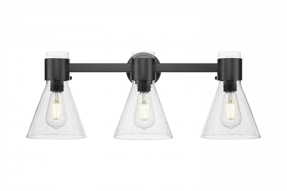 Lawton Cone - 3 Light - 27 inch - Matte Black - Bath Vanity Light