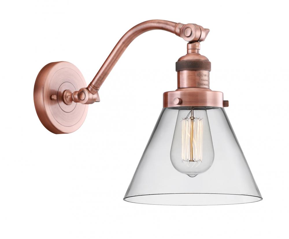 Cone - 1 Light - 8 inch - Antique Copper - Adjustable Sconce
