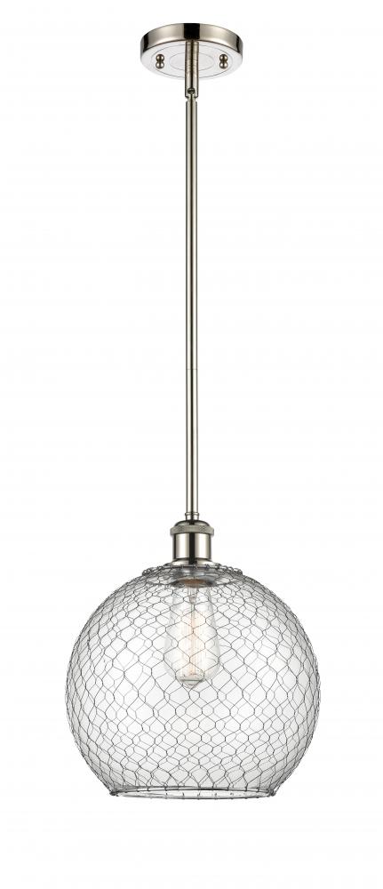 Farmhouse Chicken Wire - 1 Light - 10 inch - Polished Nickel - Mini Pendant