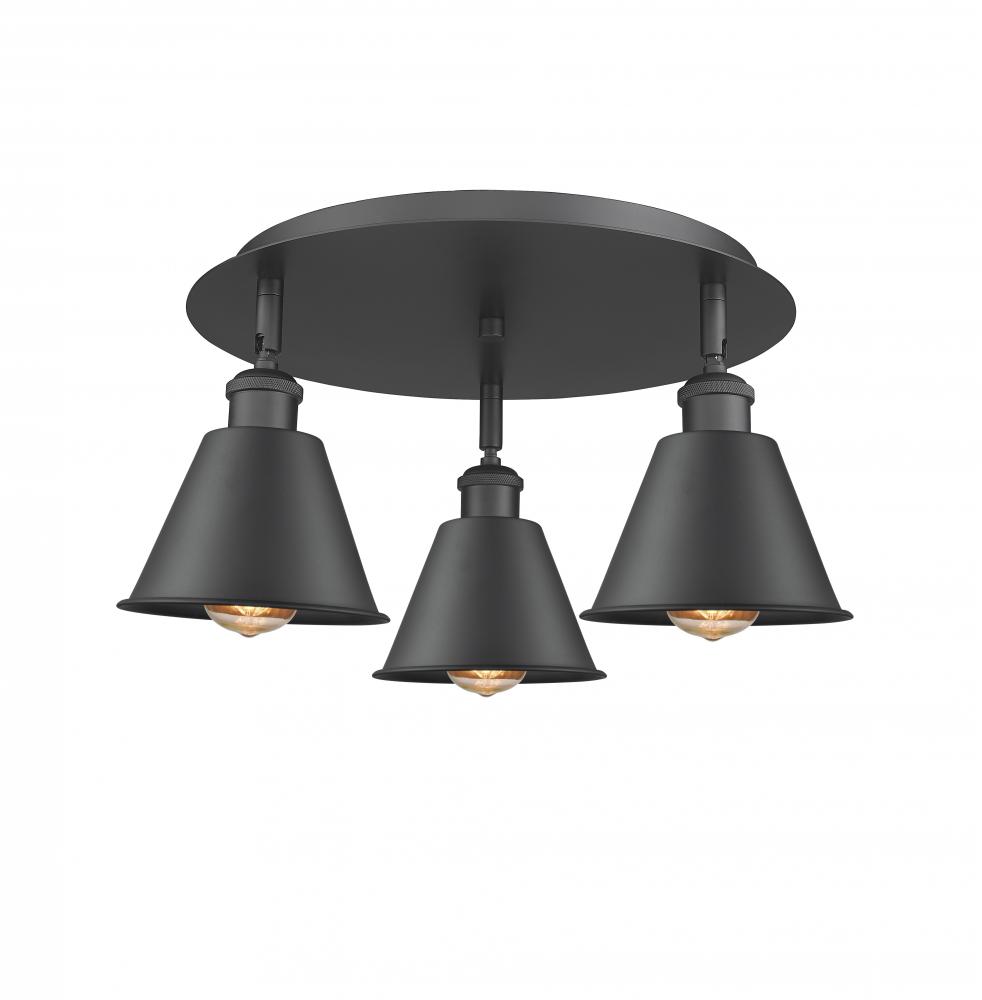 Ballston - 3 Light - 18 inch - Matte Black - Flush Mount