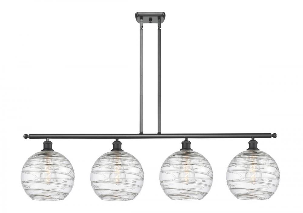 Athens Deco Swirl - 4 Light - 48 inch - Matte Black - Cord hung - Island Light