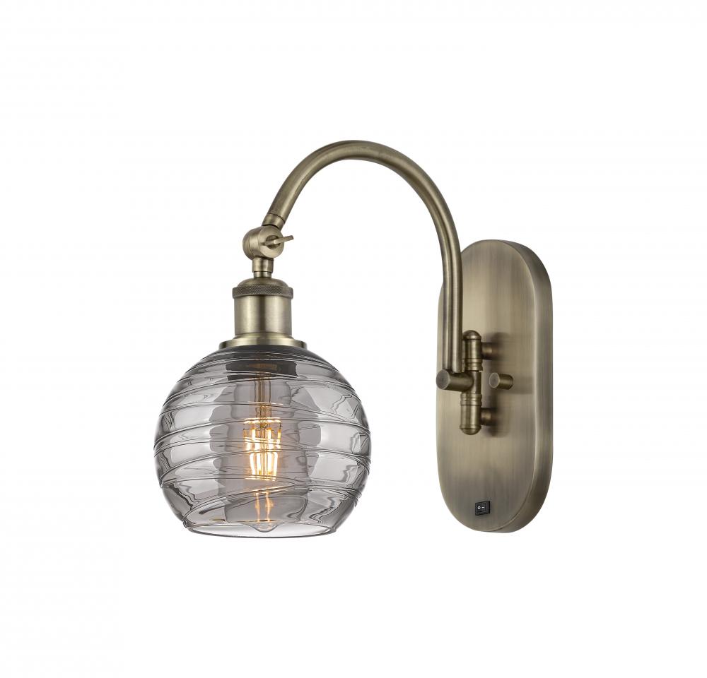 Athens Deco Swirl - 1 Light - 6 inch - Antique Brass - Adjustable Swing Arm
