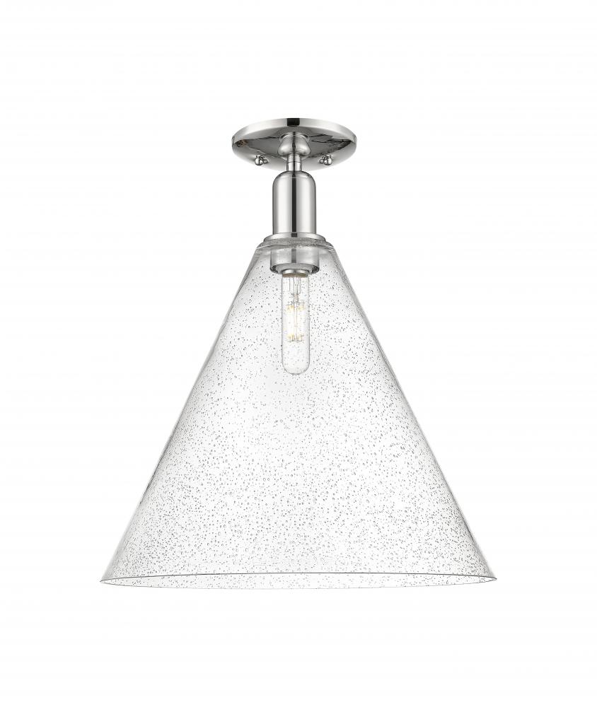 Berkshire Glass - 1 Light - 16 inch - Polished Nickel - Semi-Flush Mount