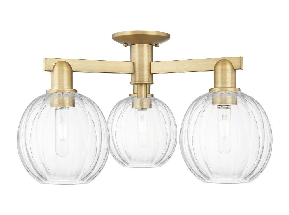 Preston - 3 Light - 6 inch - Brushed Brass - Semi-Flush Mount