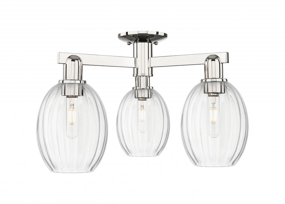 Preston - 3 Light - 6 inch - Polished Nickel - Semi-Flush Mount