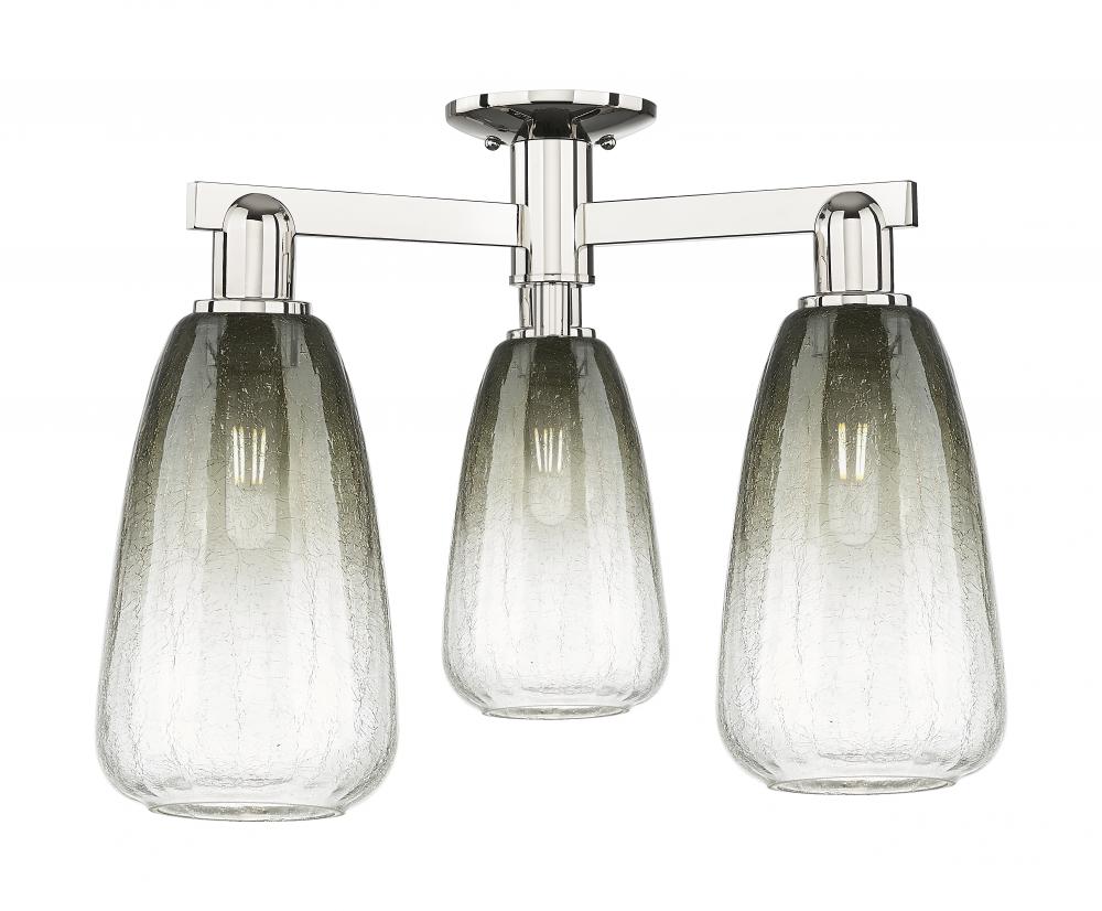 Brookhaven Almond - 3 Light - 6 inch - Polished Nickel - Semi-Flush Mount