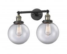 Innovations Lighting 208-BAB-G202-8 - Beacon - 2 Light - 19 inch - Black Antique Brass - Adjustable Bath Vanity Light