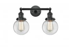 Innovations Lighting 208-BK-G202-6 - Beacon - 2 Light - 17 inch - Matte Black - Adjustable Bath Vanity Light