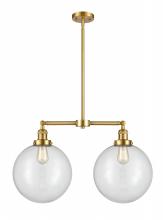 Innovations Lighting 209-SG-G202-12 - Beacon - 2 Light - 27 inch - Satin Gold - Stem Hung - Adjustable Island Light