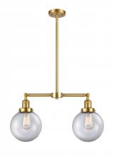 Innovations Lighting 209-SG-G202-8 - Beacon - 2 Light - 25 inch - Satin Gold - Stem Hung - Adjustable Island Light