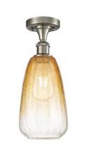 Innovations Lighting 516-1C-SN-G480-6AM - Brookhaven Almond - 1 Light - 6 inch - Brushed Satin Nickel - Semi-Flush Mount