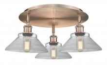 Innovations Lighting 516-3C-AC-G132 - Orwell - 3 Light - 20 inch - Antique Copper - Flush Mount
