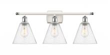 Innovations Lighting 516-3W-WPC-GBC-84 - Berkshire - 3 Light - 28 inch - White Polished Chrome - Bath Vanity Light