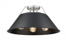 Golden 3306-3FM PW-BLK - Orwell 3-Light Flush Mount in Pewter with Matte Black