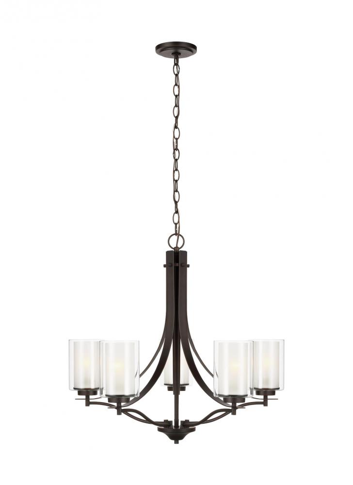 Elmwood Park traditional 5-light LED indoor dimmable ceiling chandelier pendant light in bronze fini