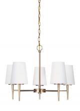 Generation Lighting 3140405EN3-848 - Driscoll contemporary 5-light LED indoor dimmable ceiling chandelier pendant light in satin brass go