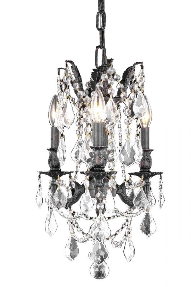 Rosalia 3 light Dark Bronze Pendant Clear Royal Cut Crystal