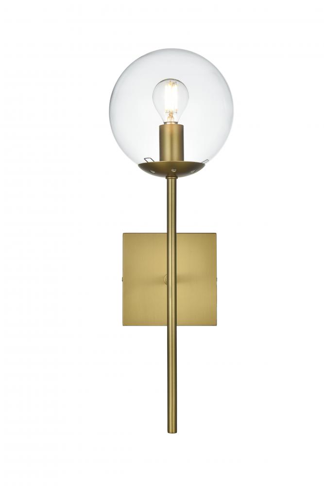 Neri 6 Inch Wall Sconce Clear Shade in Satin Gold